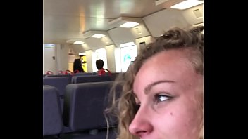 Bitch on the train sucking her friend's dick